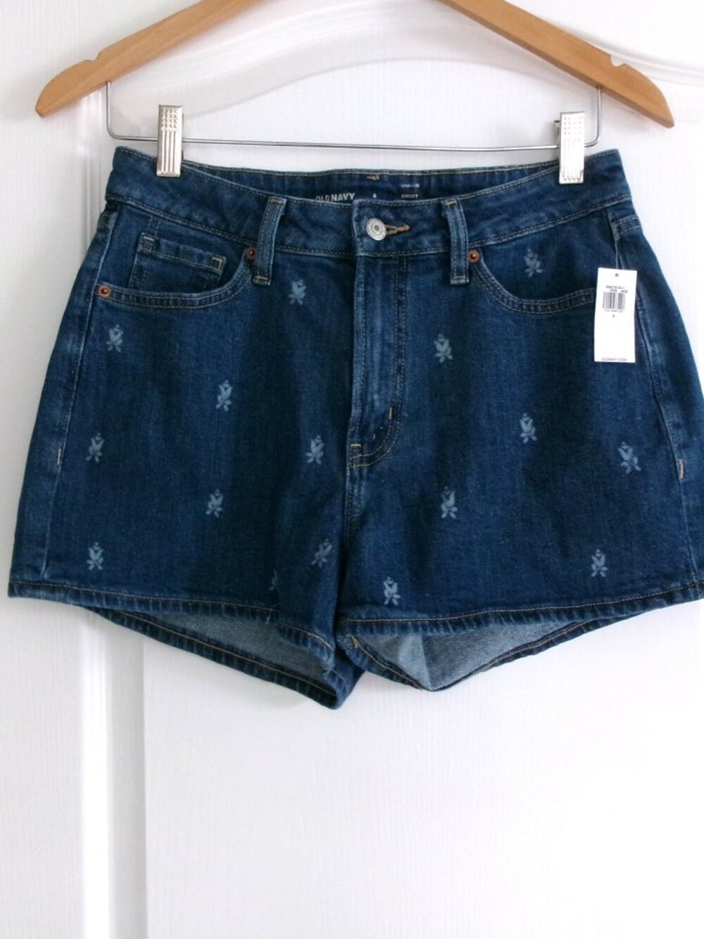 New Old Navy High Rise Curvey Secret Smooth Pockets Jean Shorts Flower Print 6